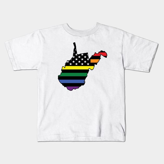 Rainbow Flag West Virginia Kids T-Shirt by DarkwingDave